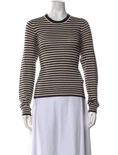 Pre-owned Minnie Rose Striped Crew Neck Sweater In Black/neutrals