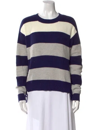 Pre-owned Minnie Rose Striped Crew Neck Sweater In Blue