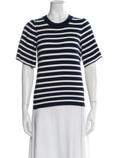 Pre-owned Minnie Rose Striped Crew Neck Sweater In Blue