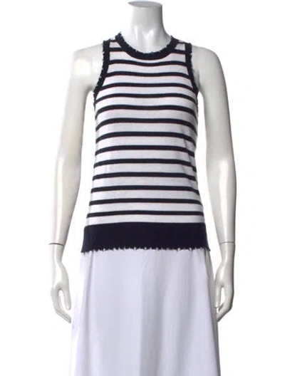 Pre-owned Minnie Rose Striped Crew Neck Sweater In Blue/white