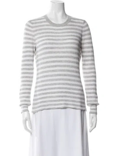 Pre-owned Minnie Rose Striped Crew Neck Sweater In Gray