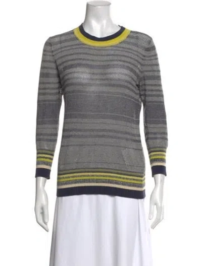 Pre-owned Minnie Rose Striped Crew Neck Sweater In Grey