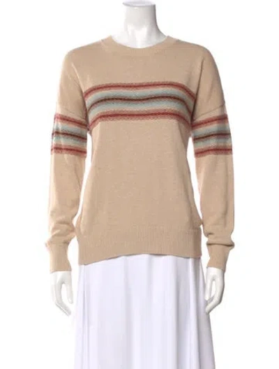 Pre-owned Minnie Rose Striped Crew Neck Sweater In Neutral