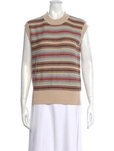 Pre-owned Minnie Rose Striped Crew Neck Sweater In Neutral