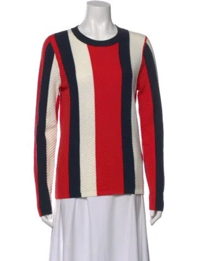 Pre-owned Minnie Rose Striped Crew Neck Sweater In Red