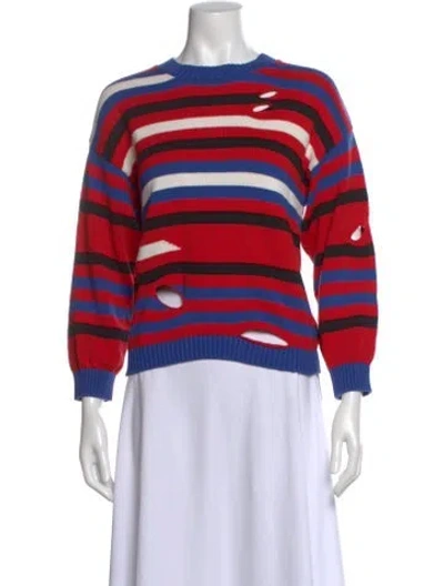 Pre-owned Minnie Rose Striped Crew Neck Sweater In Red