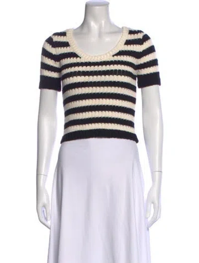 Pre-owned Minnie Rose Striped Crew Neck Sweater In White