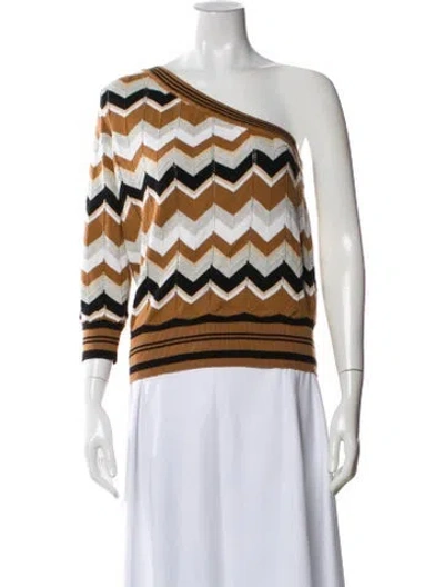 Pre-owned Minnie Rose Striped One-shoulder Sweater W/ Tags In Multi