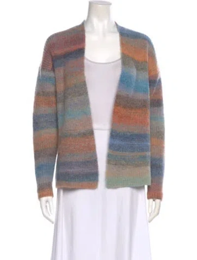 Pre-owned Minnie Rose Striped Open Front Sweater In Blue