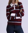 Minnie Rose Striped Polo In Bordeaux Combo In Burgundy