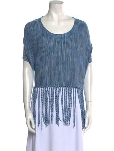 Pre-owned Minnie Rose Striped Scoop Neck Sweater In Blue