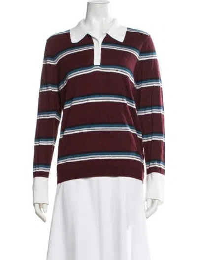 Pre-owned Minnie Rose Striped Sweater In Burgundy