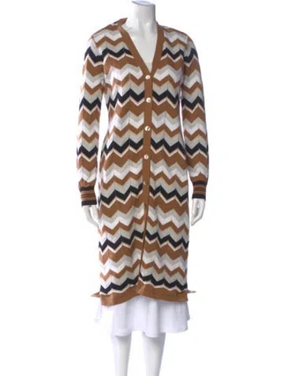 Pre-owned Minnie Rose Striped V-neck Sweater In Brown
