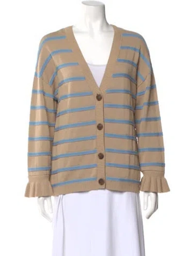 Pre-owned Minnie Rose Striped V-neck Sweater In Neutral