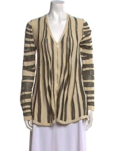 Pre-owned Minnie Rose Striped V-neck Sweater In Neutral