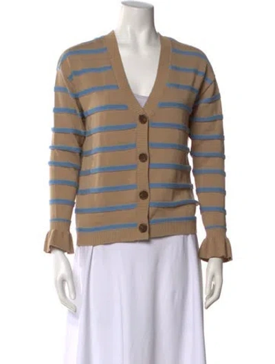 Pre-owned Minnie Rose Striped V-neck Sweater In Neutral