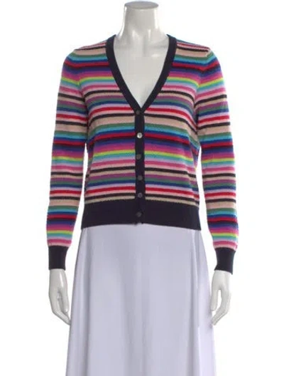 Pre-owned Minnie Rose Striped V-neck Sweater In Pink