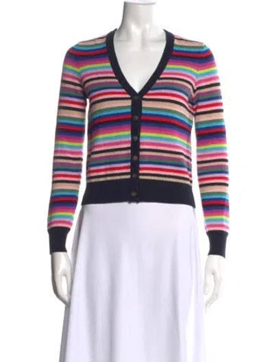 Pre-owned Minnie Rose Striped V-neck Sweater In Pink