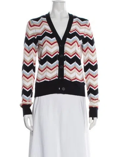 Pre-owned Minnie Rose Striped V-neck Sweater W/ Tags In Black