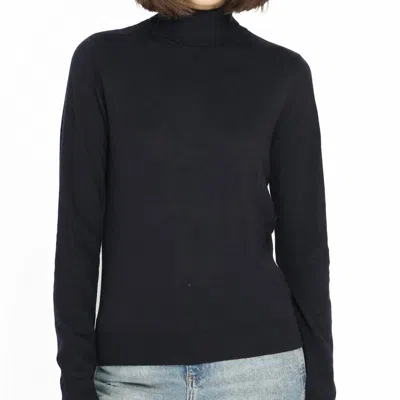 Minnie Rose Supima Cotton Cash Long Sleeve Turtleneck Pullover In Black