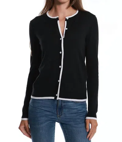 Minnie Rose Supima Cotton Cashmere Crew In Black/white