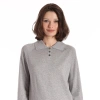 Minnie Rose Supima Cotton Cashmere Long Sleeve Polo Henley In Grey