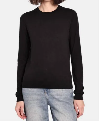 Minnie Rose Supima Ls Crew In Black