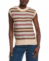 Minnie Rose Textured Stripe Cashmere-blend Sweater Tank In Brown Sugar Combo In Multi