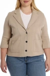 Minnie Rose Women's Cotton-blend Knit Single-breasted Blazer In Brown Sugar