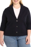 Minnie Rose Women's Cotton-blend Knit Single-breasted Blazer In Navy