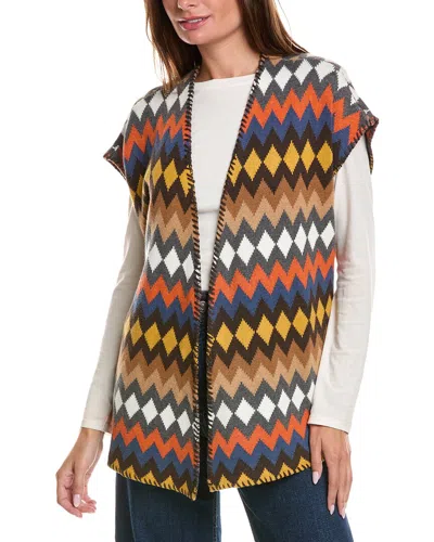 Minnie Rose Tie Waist Cardigan Poncho In Brown