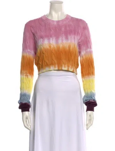 Pre-owned Minnie Rose Tie-dye Print Crew Neck Sweater In Pink