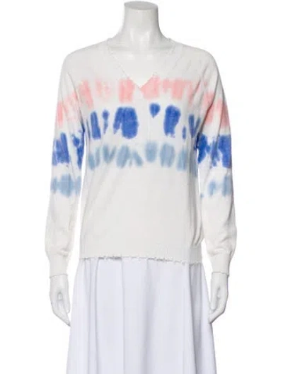 Pre-owned Minnie Rose Tie-dye Print Crew Neck Sweater In White