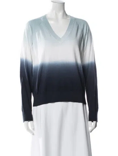 Pre-owned Minnie Rose Tie-dye Print V-neck Sweater In Blue