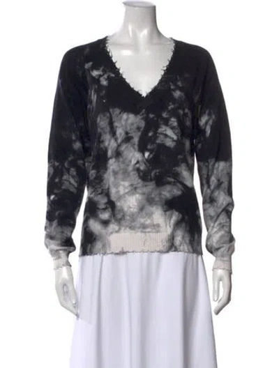 Pre-owned Minnie Rose Tie-dye Print V-neck Sweater W/ Tags In Grey