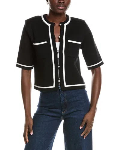 Minnie Rose Tipped Cropped Jacket In Black