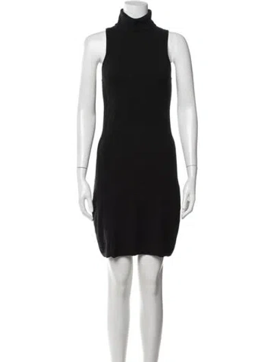 Pre-owned Minnie Rose Turtleneck Mini Dress In Black