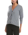 Minnie Rose 8943 Cashmere 12gg V Neck Cardigan In Gray
