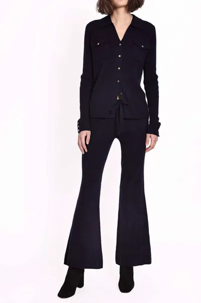 Minnie Rose Viscose Blend Flared Pants In Black In Multi
