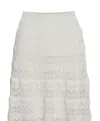 Minnie Rose Viscose Blend Pointelle Flared Mini Skirt In White