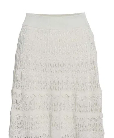 Minnie Rose Viscose Blend Pointelle Flared Mini Skirt In White