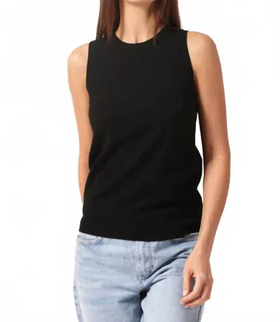 Minnie Rose Viscose Crew Tank In Black