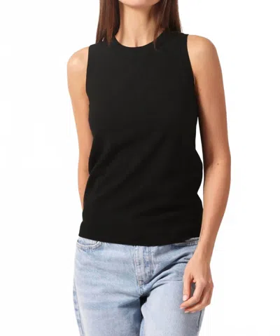 Minnie Rose Viscose Crew Tank Top In Black