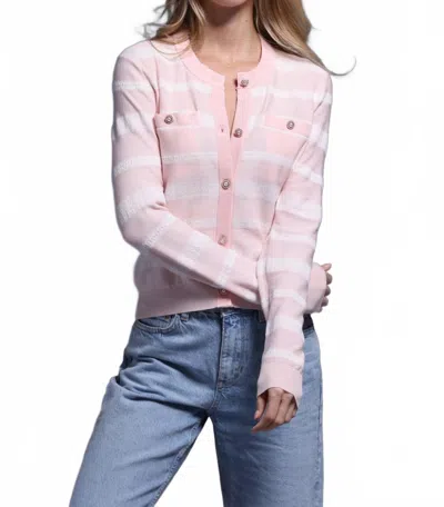 Minnie Rose Viscose Lace Stripe Cardigan In Lotus/starch