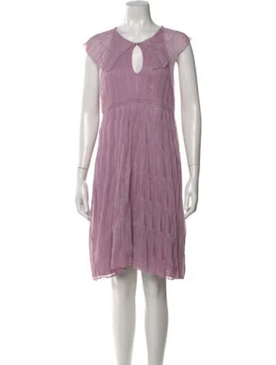 Pre-owned Minnie Rose V-neck Knee-length Dress In Purple