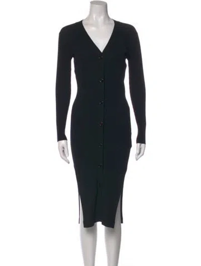 Pre-owned Minnie Rose V-neck Midi Length Dress In Black