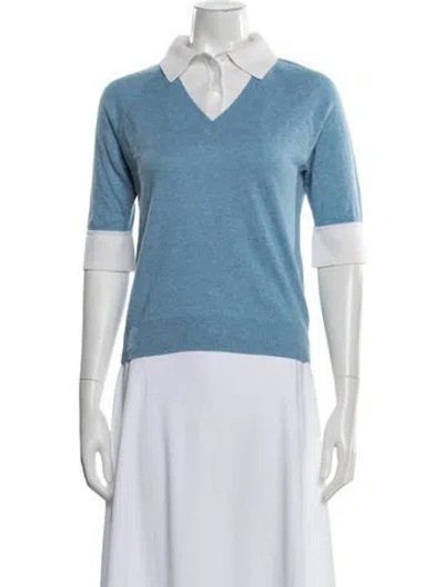 Pre-owned Minnie Rose V-neck Sweater In Blue/white