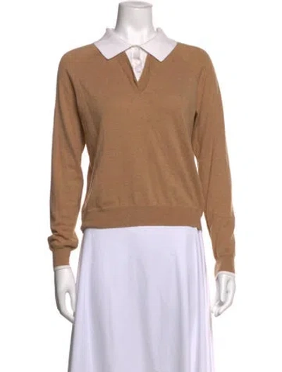 Pre-owned Minnie Rose V-neck Sweater In Brown/neutrals