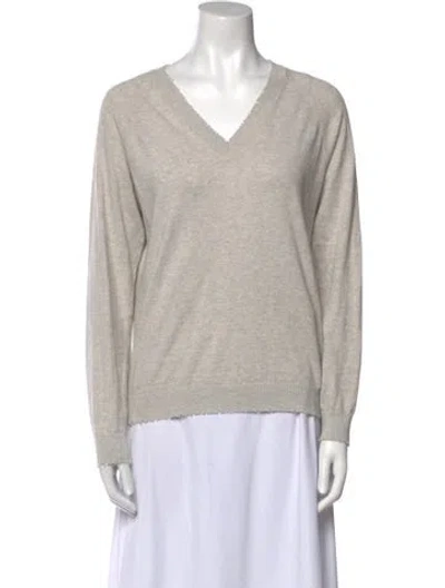 Pre-owned Minnie Rose V-neck Sweater In Gray