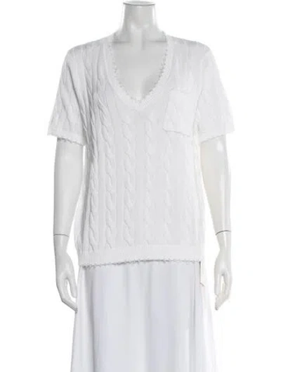 Pre-owned Minnie Rose V-neck Sweater W/ Tags In White